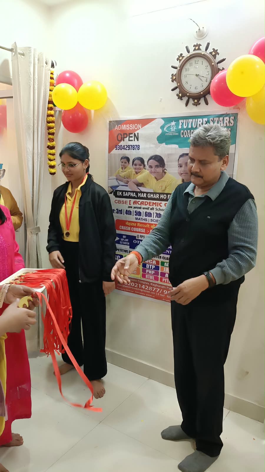 A student receives recognition during a school event